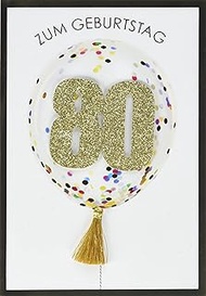 80th Birthday Card Lifestyle - Number Card Balloon - 11.6 x 16.6 cm