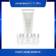 Jglow - Sensitif Acne Skincare Perawatan Wajah Kecantikan Cream Bpom Original Atasi Kulit Sensitif d