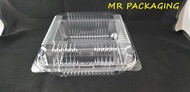 OPS-L400 BENXON 6" Square Cake Tray with Lock [ 50pcs± ] Bakery Disposable Plastic Clear Food Box - 