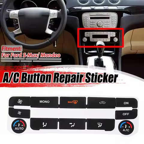 1 PC Black Car Air Condition AC Climate Control Button Repair Sticker Decal For Ford S-Max/ For Mond