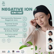 [BION] Negative Ion 3-in-1 Hat | Eyemask / Scarf / Headband | Convertible Beanie-Style Headwrap | He