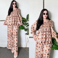 ALIA SET PREMIUM RAYONSMOKE Ruffled Pleated Suit/ Wanita