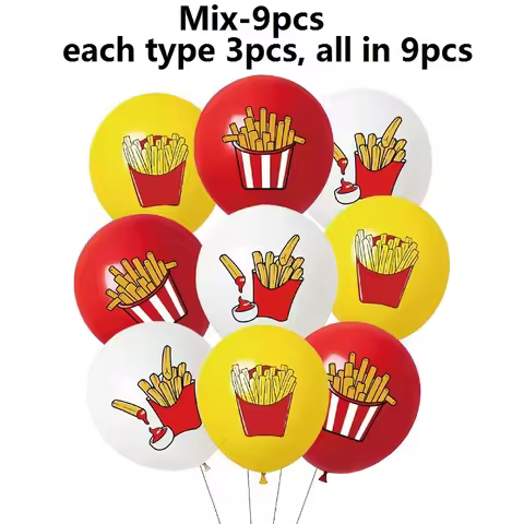 Fast Food Theme Kids Birthday Party Decoration Latex Balloon, French Fries Balloon, Ketchup Balloon,