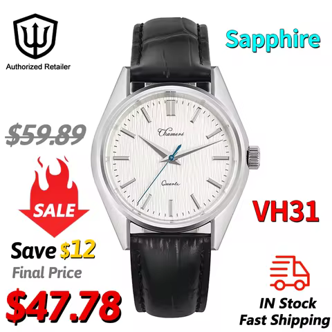 Chameri GS02 Watch VH31 Sweep Second Movement Stainless Steel Sapphire Crystal Business Wristwatch 3