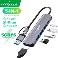 Goojodoq USB HUB Multiple USB Splitter 5 Ports Hight Speed USB 3.0 HUB OTG Printer for Laptop PC aluminum alloy