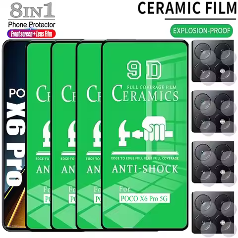 8IN1 HD Ceramic Film For Poco X7 X6 X5 Pro X3 NFC X4 GT M6 M5 M4 Pro Camera Screen Protector For Poc