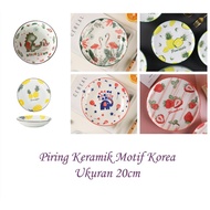 Piring Keramik Korea Lucu Multi Variasi 20cm 1 Lusin Berkualitas