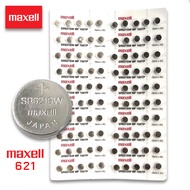 Velashop ถ่านกระดุม MAXELL Lithium Battery SR621SW ( 364 ) JAPAN 1.55 V. แบบหลุม แท้ 100%  -SR621SW,