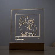 【客製化 似顏繪】LED 發光燈座 小夜燈 I 長方形底座