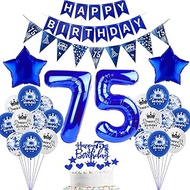 Decoration 75th Birthday Decoration, Dark Blue Cake Decoration Birthday 75 Years Man Party Decoratio