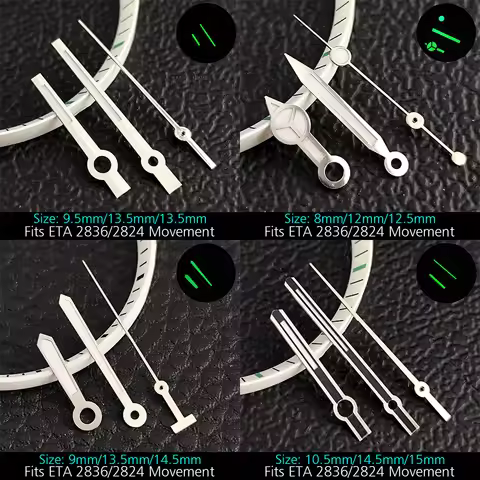 Luminous Mechanical Wrist Watch Hands, Pointer, Fit ETA 2824, 2836, PT5000 Movement, Luxury Brand, A