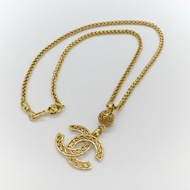 Chanel 香奈兒 Vintage 1995 經典 黃銅金屬 鍍金 波浪形空心圓球雙 C 吊墜長項鍊