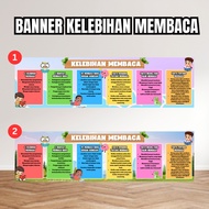 BANNER KELEBIHAN MEMBACA UNTUK HIASAN DINDING KELAS, TADIKA, PRASEKOLAH, PASTI, SEKOLAH