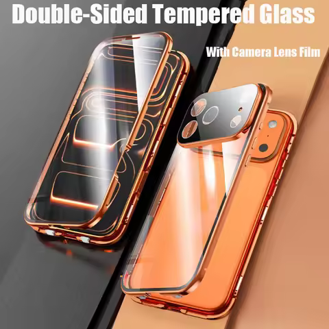 360 ° Full Protection Metal Magnetic Double-Sided Glass Snap Lock Phone Case For iPhone 17 Pro Max/1