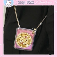 Shockproof case for Samsung Z Flip 3 - ZFlip 3 - ZFlip3 5G popsocket dollar studded with stones and 