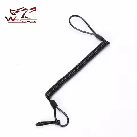 Police Tactical Pistol Gun Sling Elastic Spring Lanyard Hunting Accessories with Buckle Rubber Sprin