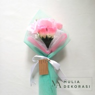 Bucket Bunga Mawar Lengkap Dengan Kain Tile Pita Greeting Card Lamaran Nikahan