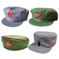 Green Army Red Guard Cap Red Army Children Adult Liberation Cap Five-pointed Star Hat with Eight-way