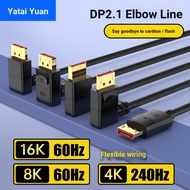 DP2.1 Version Right Angle 90 Degree Elbow Gaming Computer Monitor Video Cable 2K @ 240 4K @ 240 8K @