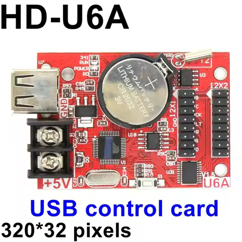 HD-U6A USB Port 32*320 Pixels Single Color LED Control Card Asynchronous Controller max 20pcs p10 Di