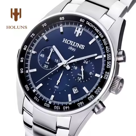 Holuns 50m Waterproof Full Steel Men Fashion Chronograph Quartz Watch Sports Military Wrist Watches 