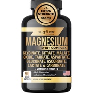Gflow Vitamin Magnesium Complex Supplement-10 Kinds of Active Forms, Glycine, Citric Acid, Malic Aci