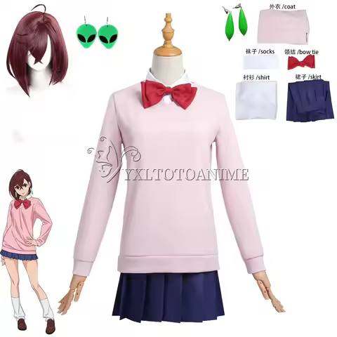 Momo Ayase Cosplay Costume Wig Anime Dandadan Dress Skirt School Uniform Earrings Choker Halloween P