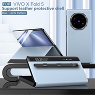 Vivo X Fold5 CaseSmart Window Litchi Grain Leather Magnetic Suction Flip Cover Protective Case With 
