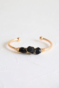 黑碧璽原石手環 黑碧璽手鐲 手工銅線繞線手鐲 美國18k金銅線