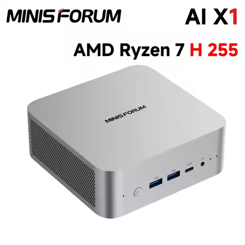 MINISFORUM AI X1 Mini PC AMD Ryzen7 255 Dual Channel DDR5 5600MT/s Built-in Dual Speakers WiFi7 BT5.