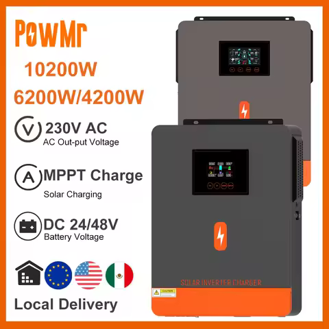 EU Stock 1.6KW 3KW 4.5KW 4.2KW 6.2KW 10KW 24V 48V 230Vac MPPT Charge Solar Power Hybrid Inverter Loc