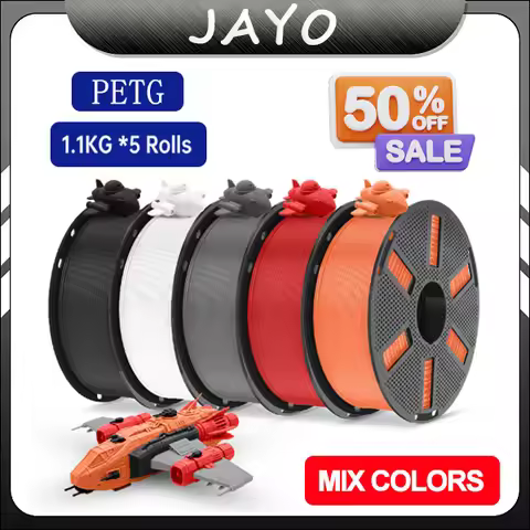 JAYO PETG 3D Printer Filament 1.75MM 5Rolls 3D Printer PETG for FDM 3D Printing Material 1.1KG/Roll