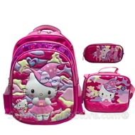 3in1 3D Cartoon Bag / Beg Roda Sekolah Budak / Bag Set 6 wheels / 6 roller spiderman princess frozen