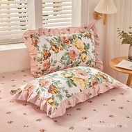 MISS DEER Premium Fabric Pillow Case 2 Pieces Ruffle Lace Design Zip Type Pillowcase 48x74cm Pillow 