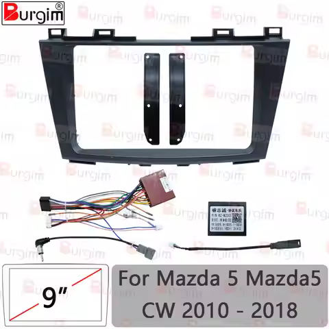 Car Radio Fascias Frame For Mazda 5 Mazda5 CW 2010-2018 9 inch 2DIN Stereo Panel 16PIN Harness Wire 