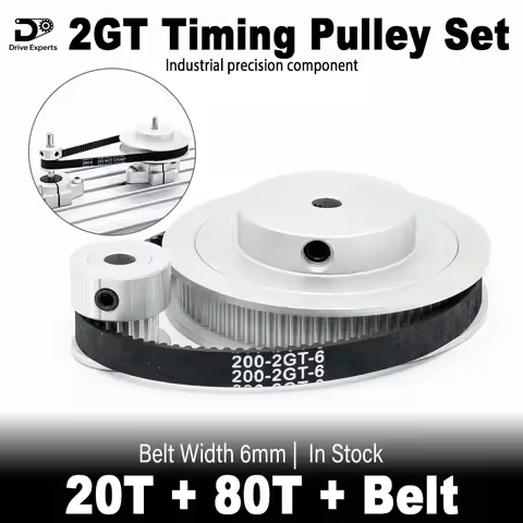 Belt Pulley Synchronous Set Ratio 1:4 2GT Timing Pulley Set 20T + 80T Transmission Width 10mm Synchr