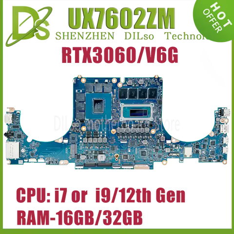 KEFU UX7602ZM Laptop Motherboard For ASUS Zenbook Pro 16X OLED UX7602 UX7602ZM Mainboard i7-12700H i