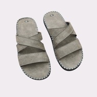 Dép quai ngang nam ông địa da sáp đế mỏng nhẹ êm chân  may viền toàn bộ