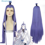 SEPTEMBER NeZha AO Bing Cosplay Wig, Ancient Style Anime Mixed Blue Purple Hair, Hair Accessories Sy