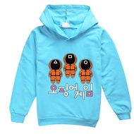 Squid Game Boys Girls Hoodie Spring and Autumn Cotton Children's Long Sleeve Color Print Hooded Sweater 8757 Fashion Casual