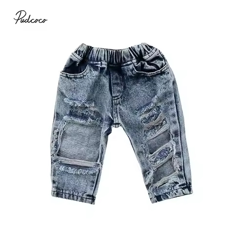 Newborn Baby Girl Casual Bottoms Ripped Hole Denim Pants Leggingd Trousers Jeans 6M-5T