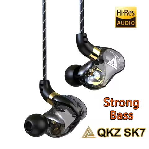 QKZ SK7 HiFi Earphones Copper Driver Wired Headphones Stereo Bass Music Earbuds In Ear Monitor Stage