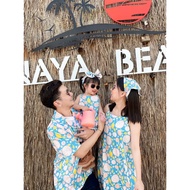 Kids Minimal Set Short Sleeve Shirt Dress Blue Hawaii Family