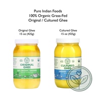 ❤️ Pure Indian Foods, 100% Organic Grass-Fed Original Ghee / Cultured Ghee, 15 oz (425 g) One4