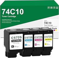 74C10K0 74C10C0 74C10Y0 74C10M0 4 Pack High Yield Remanufactured Toner Cartridges Replacement for Le