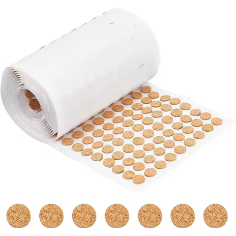 1400pcs 0.4x0.06 Inch Adhesive Cork Circles Flat Round Self-Adhesive Cork Round Dots Cork Mat for Ca