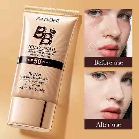 SADOER Gold Snail Sunscreen BB Cream Foundation Concealer Moisturizing Isolation Cream SPF50+PA+++ 4