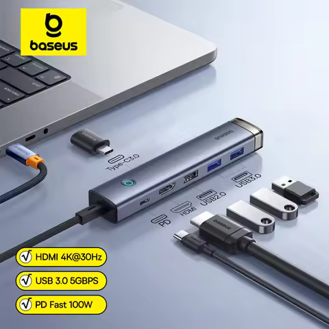 Baseus USB C Hub to HDMI 4K 30Hz USB 3.0 Type C 5Gbps Hub PD 100W Fast Charging Single Display Hub f
