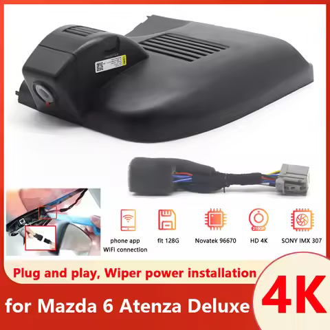 4K UHD 2160P Plug and Play WIFi Car DVR Video Recorder Dual Lens Dashcam For Mazda 6 Atenza Deluxe 2