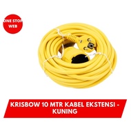 Krisbow 10 Mtr Yellow Extension Cable Extension Cable Additional Length Plug Cable 10m